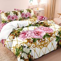 Luxury Style Floral Pattern Bedding Set, 1 Set Including 1 Duvet Cover & 2 Pillowcases without Filler, Soft Comfortable Beddi...
