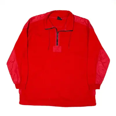 STEFANO BASICS Fleece Red 1/4 Zip Mens L