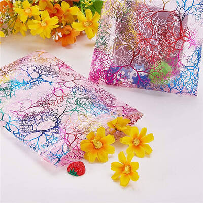 Rectangle Printed Organza Drawstring Bags