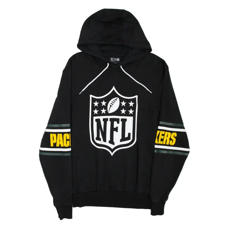 NEW ERA NFL Green Bay Packers Mens Black Hoodie USA L