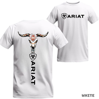Western Bull Skull T-Shirt - Tribal-Inspired Longhorn Graphic, Unisex, Soft Cotton, Streetwear, Rodeo Style, Cowboy Casual, G...