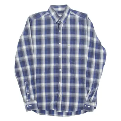 LACOSTE Mens Shirt Blue Check Long Sleeve S