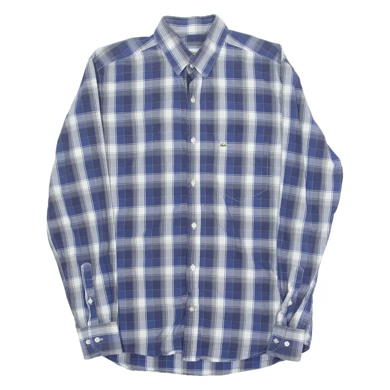 LACOSTE Mens Shirt Blue Check Long Sleeve S
