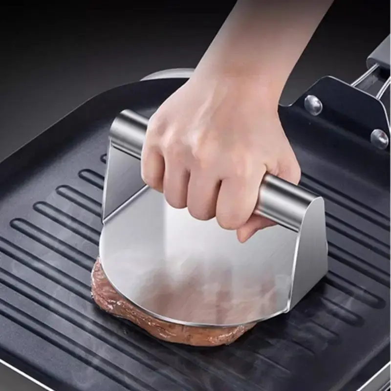 Stainless Steel Round Meat Press, Manual Burger Meat Press with Handle, Household Kitchen Gadgets, Kitchenware