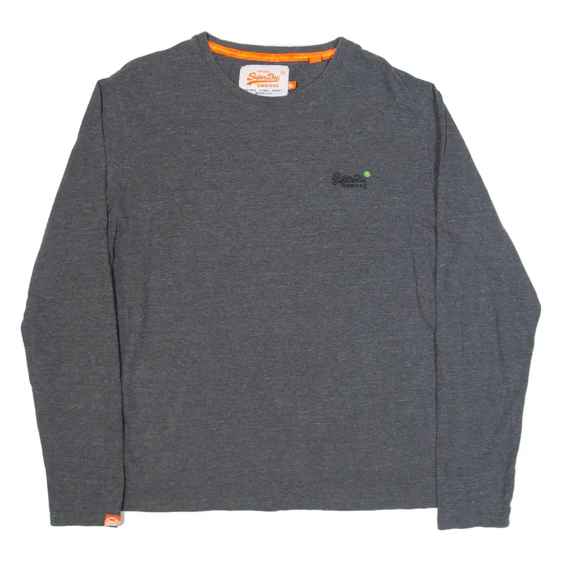 SUPERDRY Mens T-Shirt Grey Long Sleeve XL