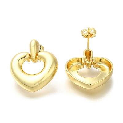Rack Plating Heart Brass Stud Earrrings