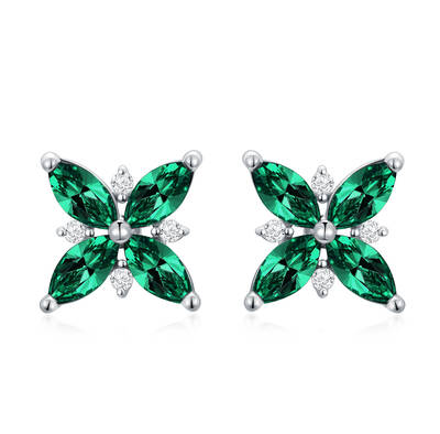 14K Gold Cubic Zirconia Orchid Stud Earrings