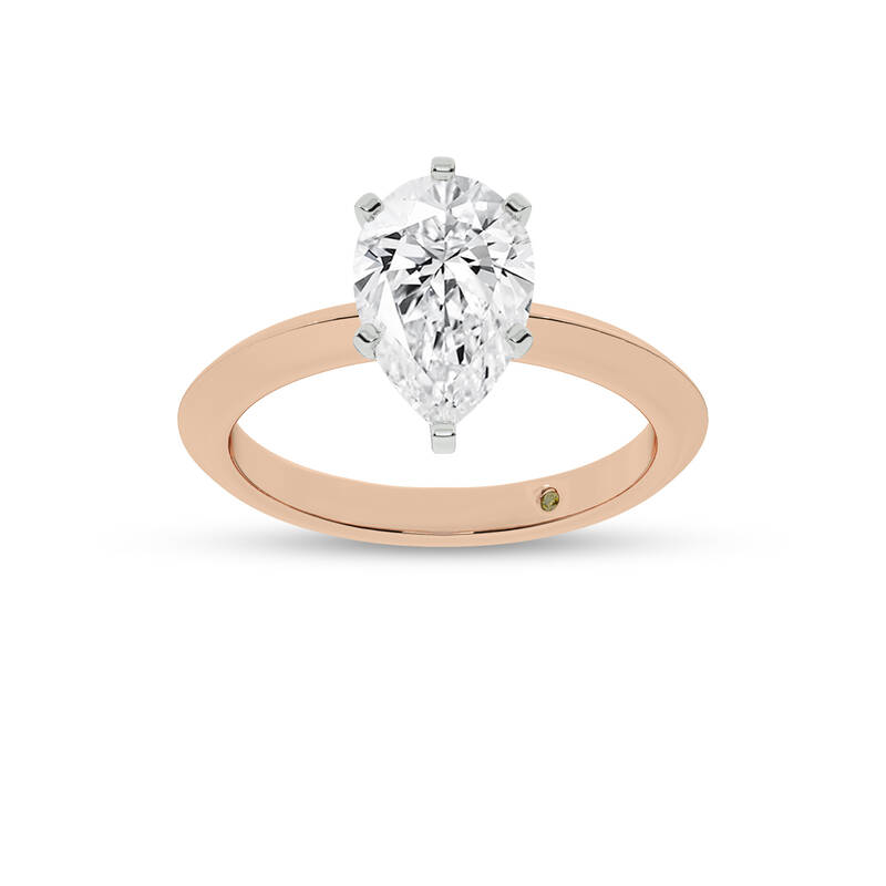 Prism Knife Edged Four Prong Pear Shape Lab Grown Solitaire Diamond Ring | 14K Rose Gold 3 1/2 CT. TW.