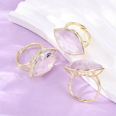 Horse Eye Natural Amethyst Cuff Rings