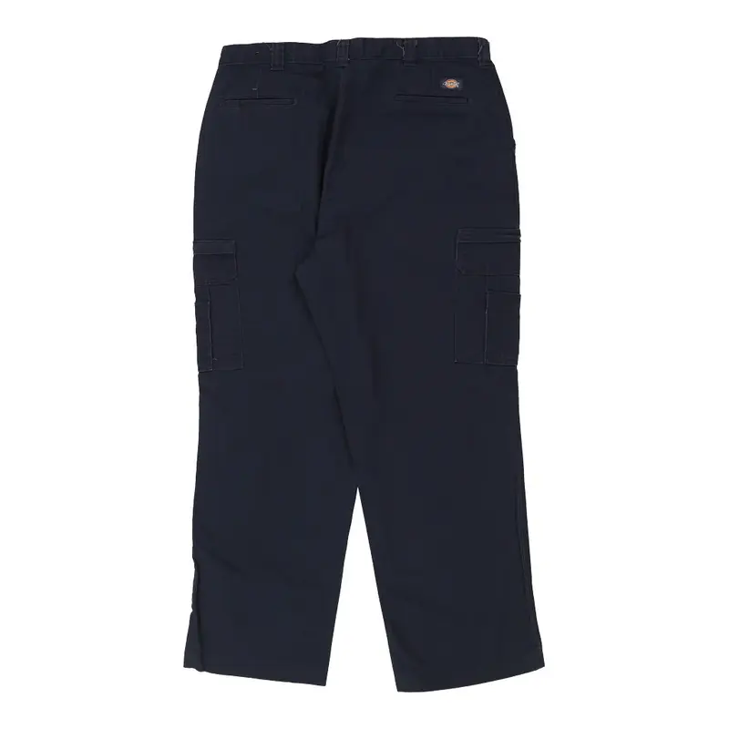 Dickies Cargo Trousers - 38W 32L Navy Cotton Blend