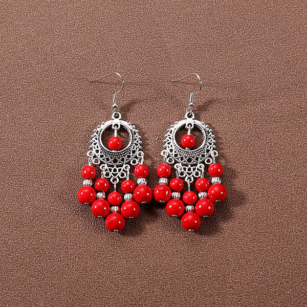 Bohemian tassel turquoise earrings