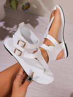 Women's Fashionable Plain Color Toe Thong Sandals, Casual Versatile Buckle Sandals for Summer, Lightweight Breathable Comfort...
