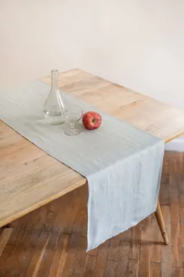 Linen table runner in Sage Green | Size: 50x200 cm / 20x79