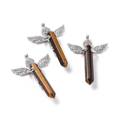 Natural Tiger Eye Faceted Double Terminal Pointed Big Pendants