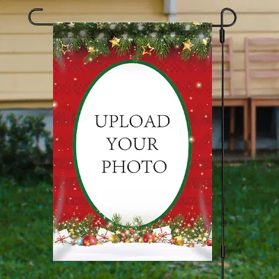 Personalized Photo Red Christmas Party Garden Flag - Aperturee