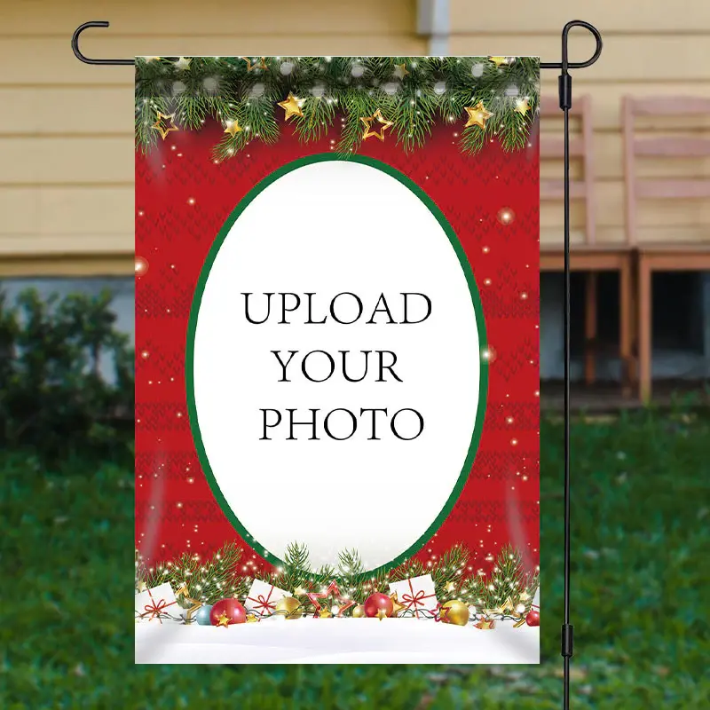 Personalized Photo Red Christmas Party Garden Flag - Aperturee