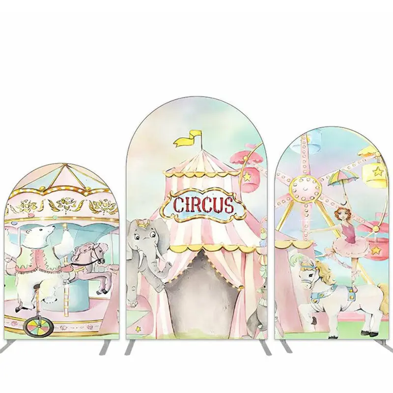 Aperturee Pink Circus Happy Birthday Party Arch Backdrop Kit | Diy Round Arch Backdrop | Diy Arch Backdrop Cover | Diy Chiara...