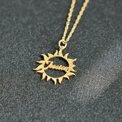 Sun Necklace - Minimalist Necklace, Name Necklace - Personalized Name Necklace - Gold Name Necklace - Mothers Day Gift, Perfe...