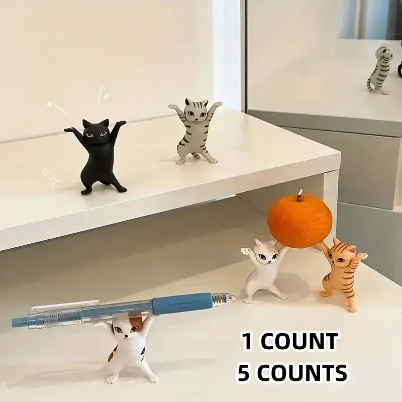 Cat Design Cute Pen Holder, 1/5 Counts Desktop Headphone Holder, Support Stand Desk Accessories, Desktop Ornaments, Stationer...