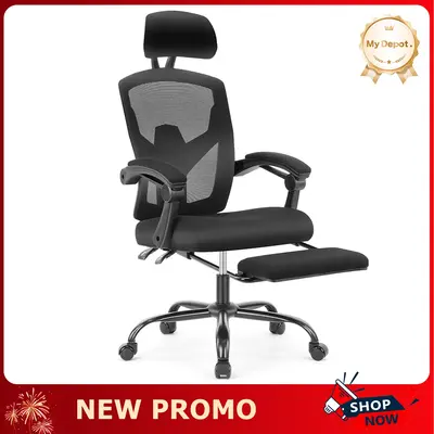 Ergonomic Office Chair, High Back Computer Mesh Swivel Rolling Desk Chair with Adjustable Headrest (Optional with/without Foo...