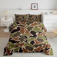 Duck Hunter Green Camouflage Hunting Comforter Set,Black Brown Comforter,Camo Army Bedding Set,Breathable Wild Duvet Set Bedr...