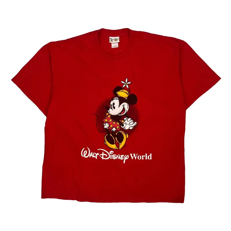 Mickey Mouse Disney Graphic T-Shirt - XL Red Cotton
