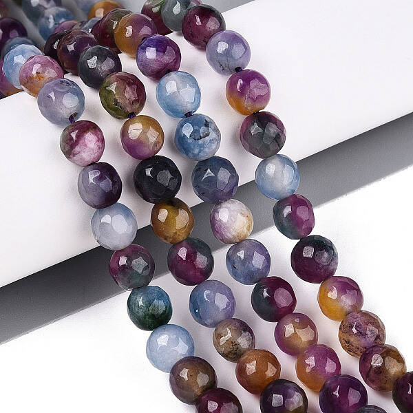 Dyed Natural White Jade Beads Strands