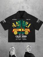 Men's Regular Fit Palm Tree Print Short Sleeve Shirt, Casual Comfy Top for Summer, Men's Clothes for Daily Wear, Tropical