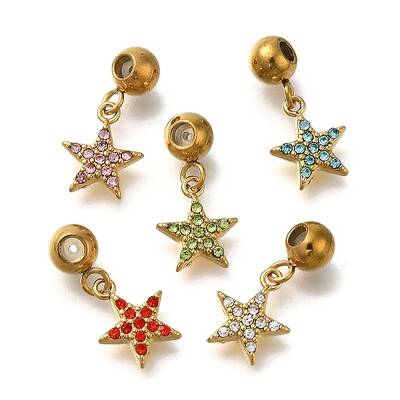 Ion Plating(IP) 304 Stainless Steel Rhinestone Pendants