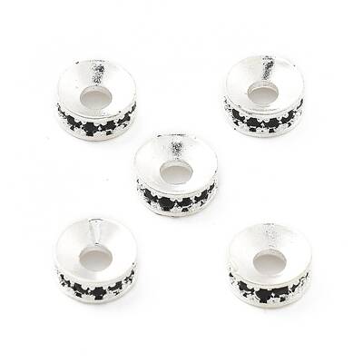 Brass Micro Pave Cubic Zirconia Spacer Beads