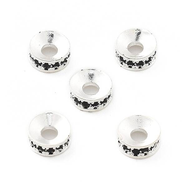 Brass Micro Pave Cubic Zirconia Spacer Beads