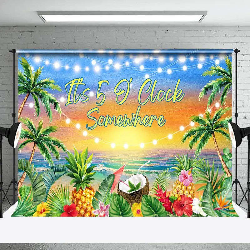 Its 5 Oclock Somewhere Tropical Fruit Party Backdrop - Aperturee