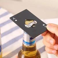 Stainless Steel Poker Shaped Bottle Opener, Portable Non-Slip Manual Beer Opener, Poker Ace Of Spades Bottle Cap Remove Tools...
