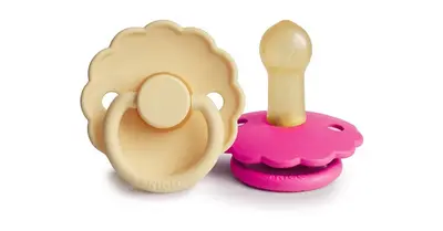 Frigg Daisy Size 2:6-18 Months Pacifier Pale Daffodil/Fuchsia