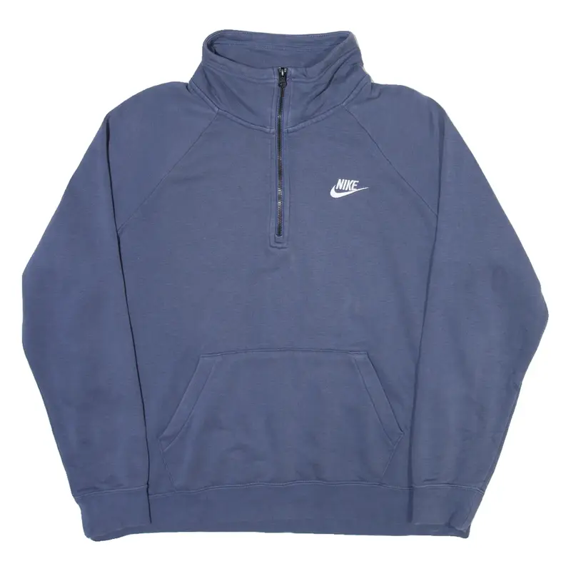 NIKE Womens Sweatshirt Blue 1/4 Zip L