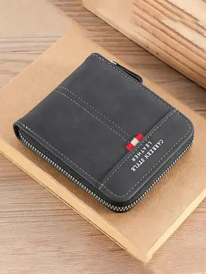 Men's Business Zipper Wallet, Summer Trendy Vintage Bifold Wallet with Card Slots, Chic All-match Card Holder for Daily & Wor...