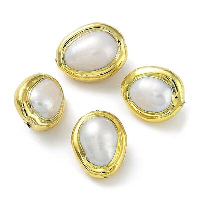 Rack Plating Brass Beads with Baroque Natural Keshi Pearl