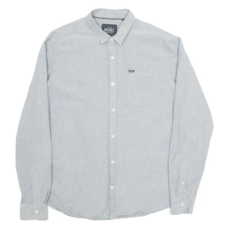 DIESEL Denim Look Mens Plain Shirt Grey Long Sleeve L