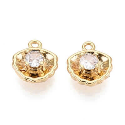 Brass Micro Pave Clear Cubic Zirconia Pendants