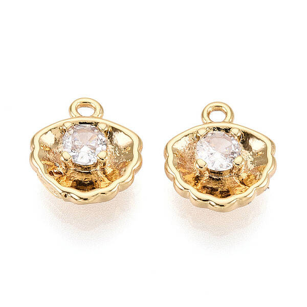 Brass Micro Pave Clear Cubic Zirconia Pendants