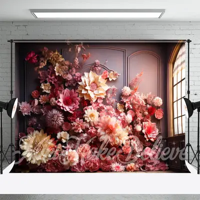 Old Masters Trim Wall Pink Floral Fine Art Backdrop - Aperturee
