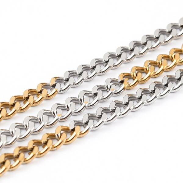 Two Tone 304 Stainless Steel Curb Chains