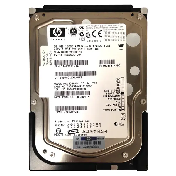 357913-001 HP 36.4GB Ultra-320 SCSI 15000 3.5-inch Hard Drive