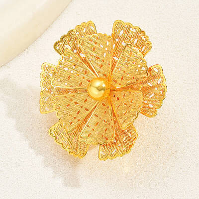 Elegant Hollow Flower Design Iron Cuff Ring for Women Wedding Party