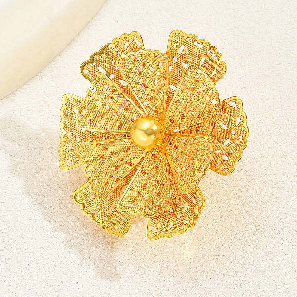 Elegant Hollow Flower Design Iron Cuff Ring for Women Wedding Party