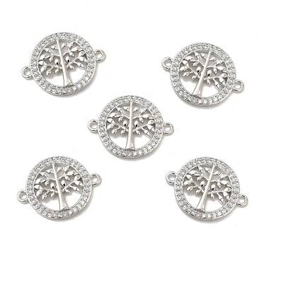 Brass Micro Pave Clear Cubic Zirconia Connector Charms