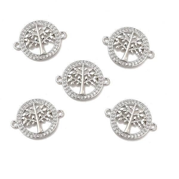 Brass Micro Pave Clear Cubic Zirconia Connector Charms