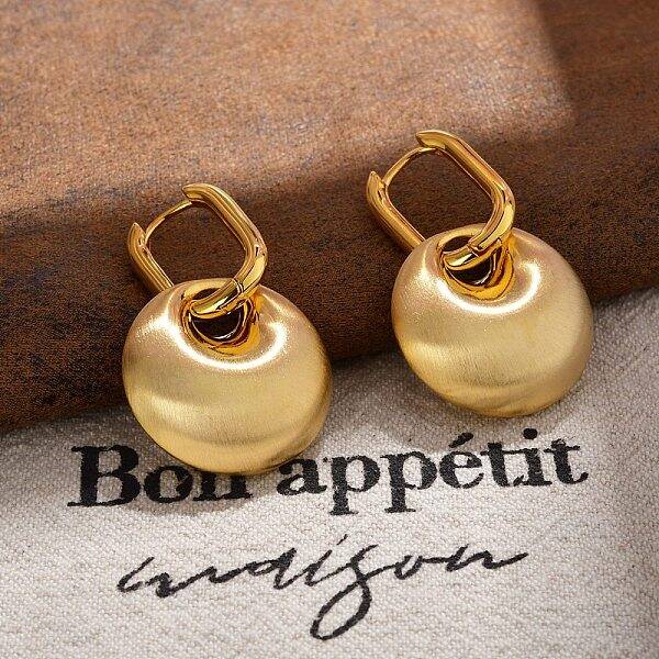 Flat Round Brass Hoop Earrings for Women