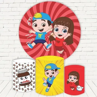 Aperturee Happy Girl And Boy Round Red Birthday Party Backdrop Kit | Round Backdrop Fabric Cover | Birthday Backdrop Ideas | ...