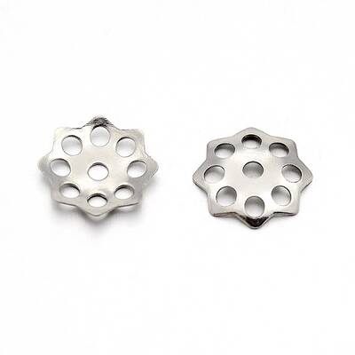 Tarnish Resistant Original Color 304 Stainless Steel Flower Bead Caps